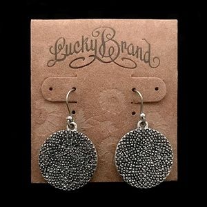 Lucky Brane Silve Pave Disk Earrings